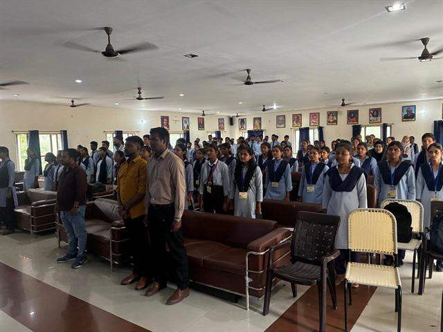 Students standing in the seminar hall
